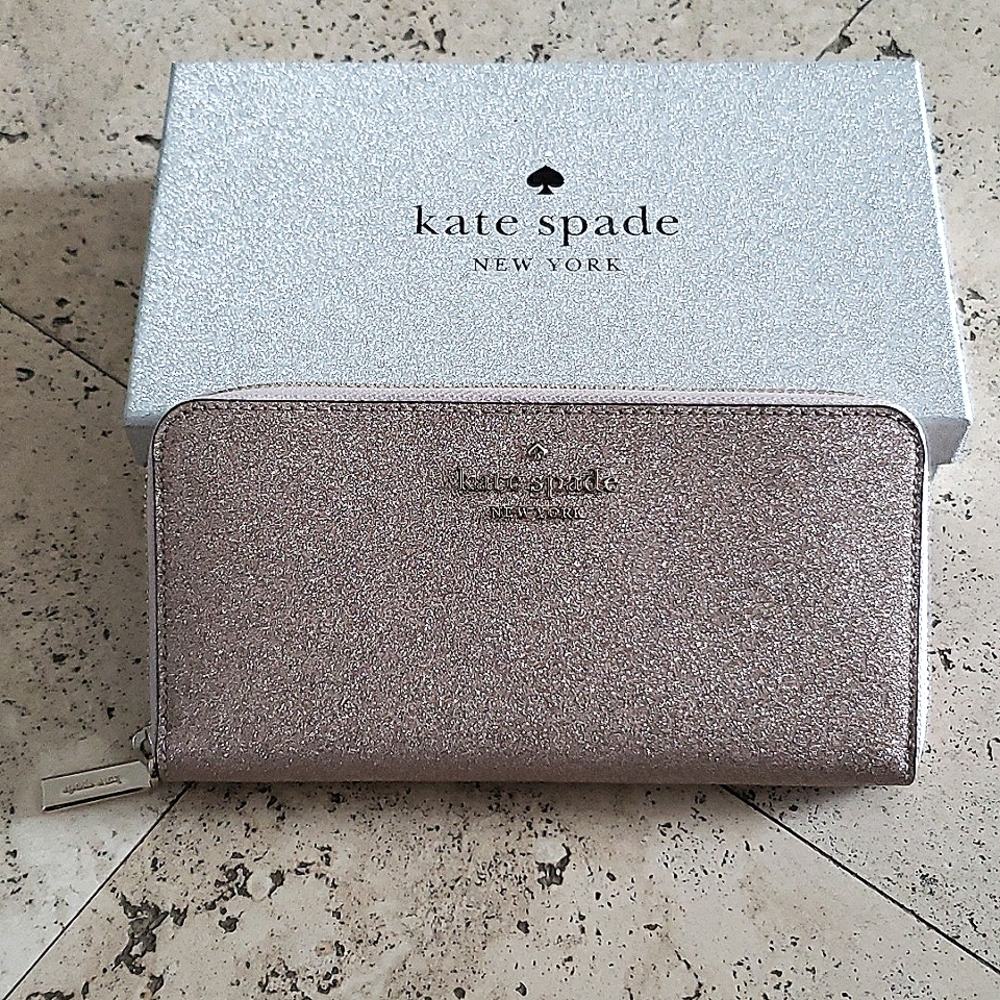 Kate Spade Rose Gold Glitter Large Wallet